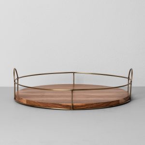 Round Wood and Wire Tray