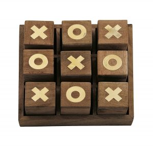 Wood Brass Tic Tac Toe