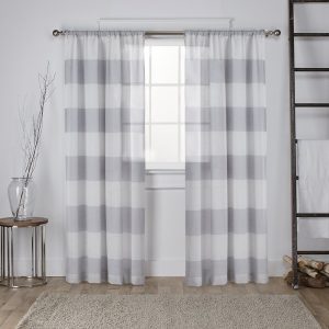 Striped Linene Curtain Dove Gray