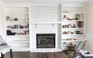 After: Rough Painted Brick Fireplace